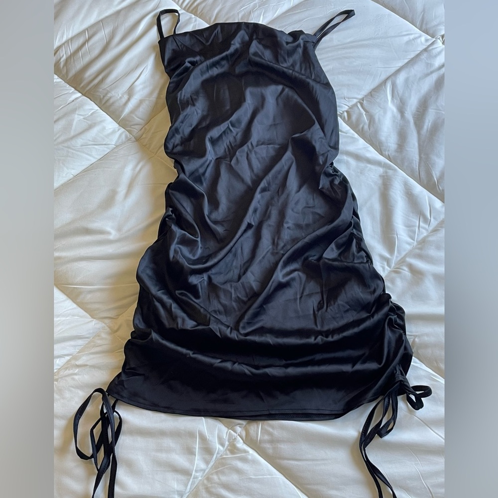 Runched drawstring slip dress